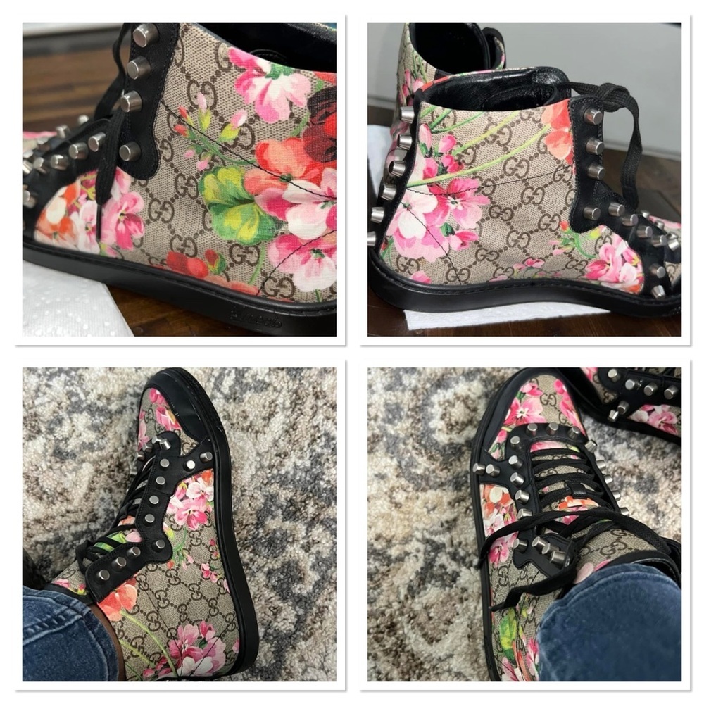 Authentic Gucci Monogram High-Top Sneakers SZ 40 - Picture 11 of 16